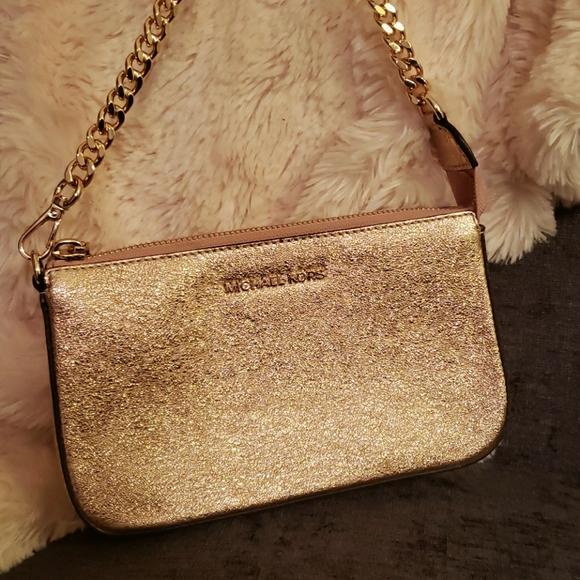 Michael Kors rose gold metallic clutch - Picture 1 of 3